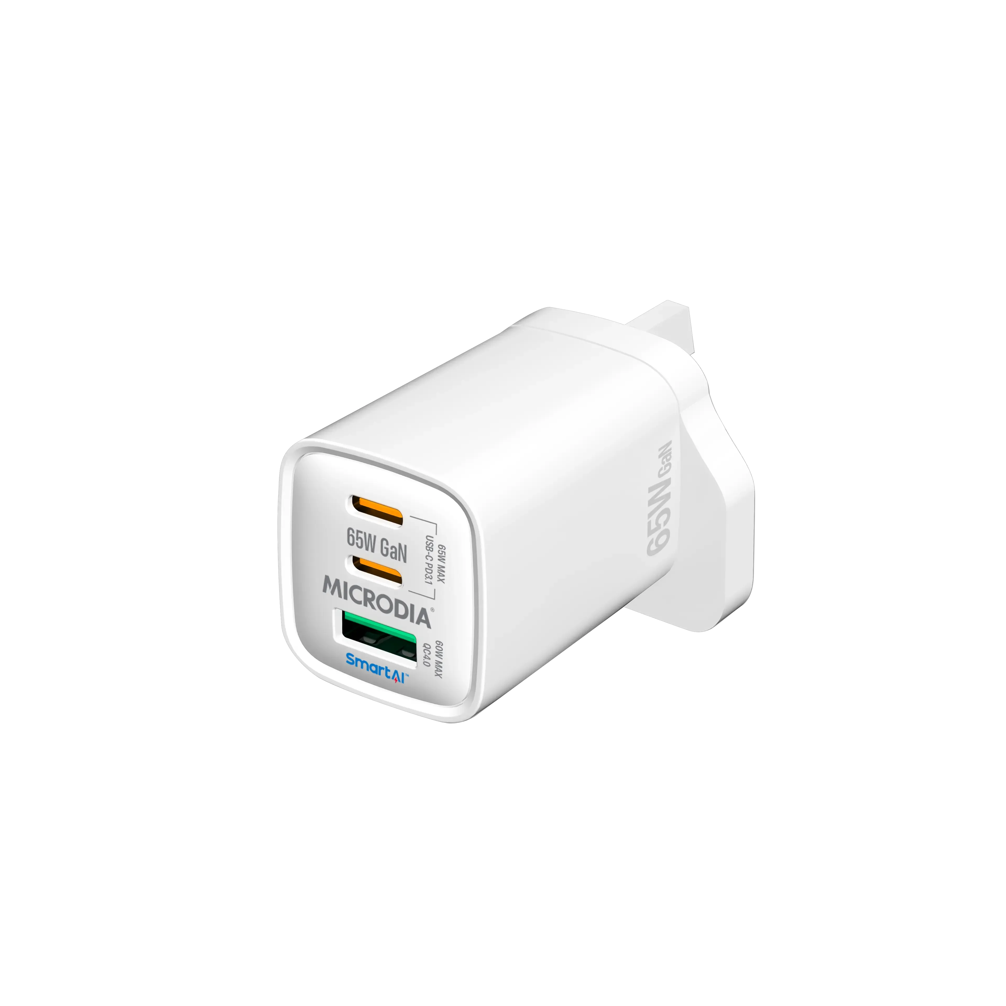 MICRODIA SMARTCube™ Nano 65W, GaN Wall Charger, Dual USB-C PD3.1