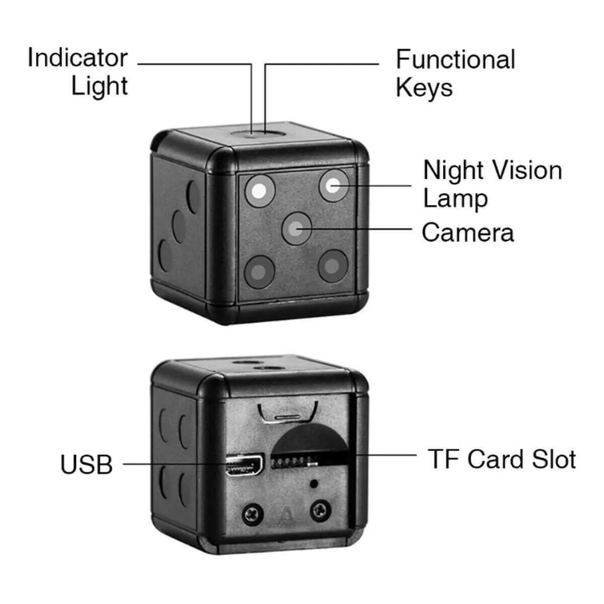 Mini Dice Camera Home Security Night Vision HD 1080P Motion Detection