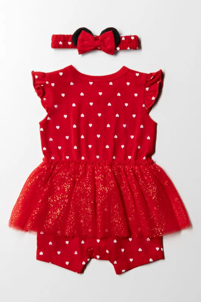 Minnie Mouse Tutu Romper Set With Headband Red