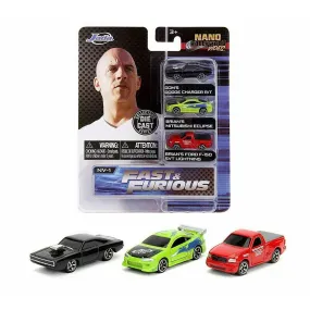 Nano Hollywood Rides Dom's Dodge Charger, Brian's Mitsubishi Eclipse, Brian's Ford F-150 Diecast Model Car From Fast And Furious