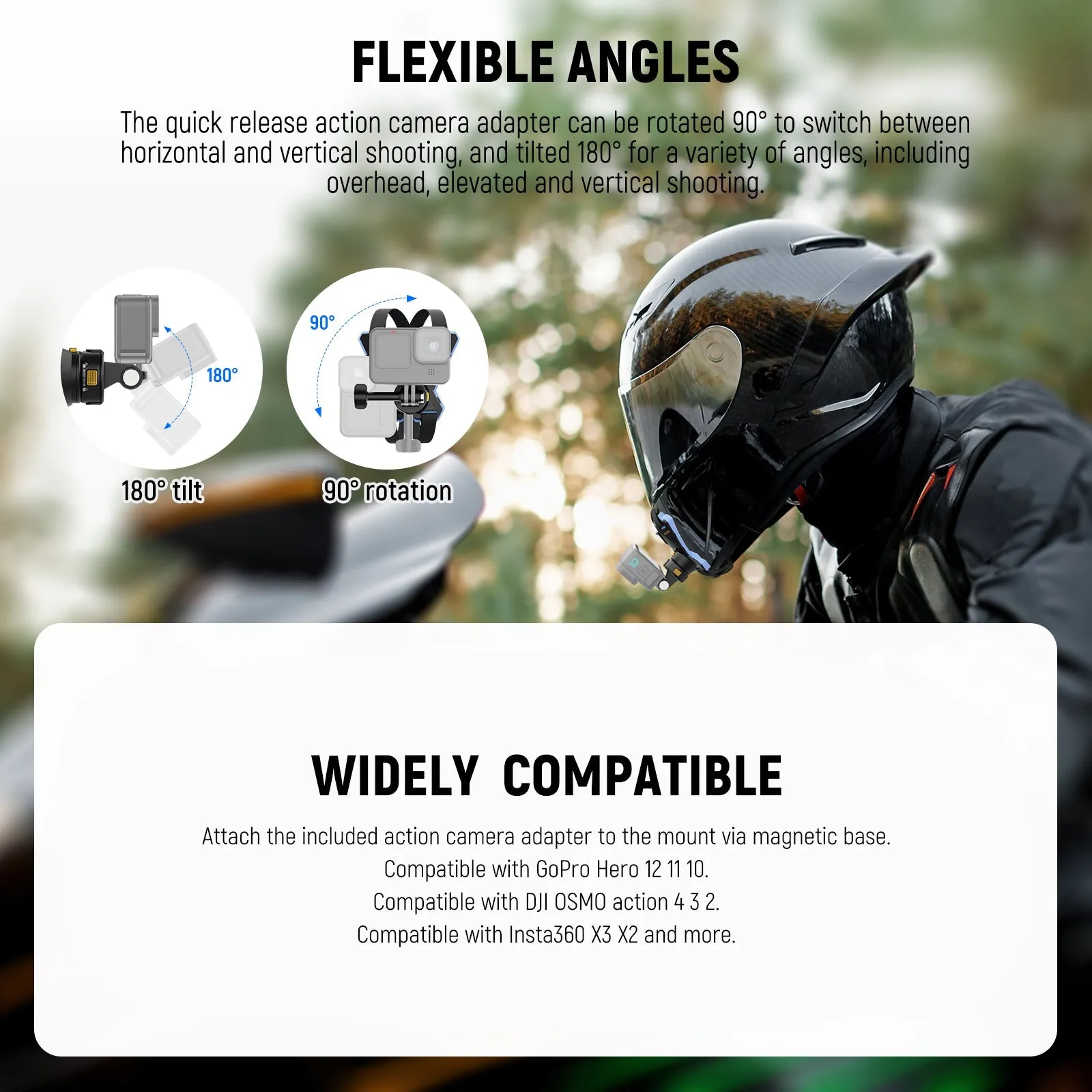 NEEWER GP19 Motorcycle Helmet Chin Strap Mount for Action Camera