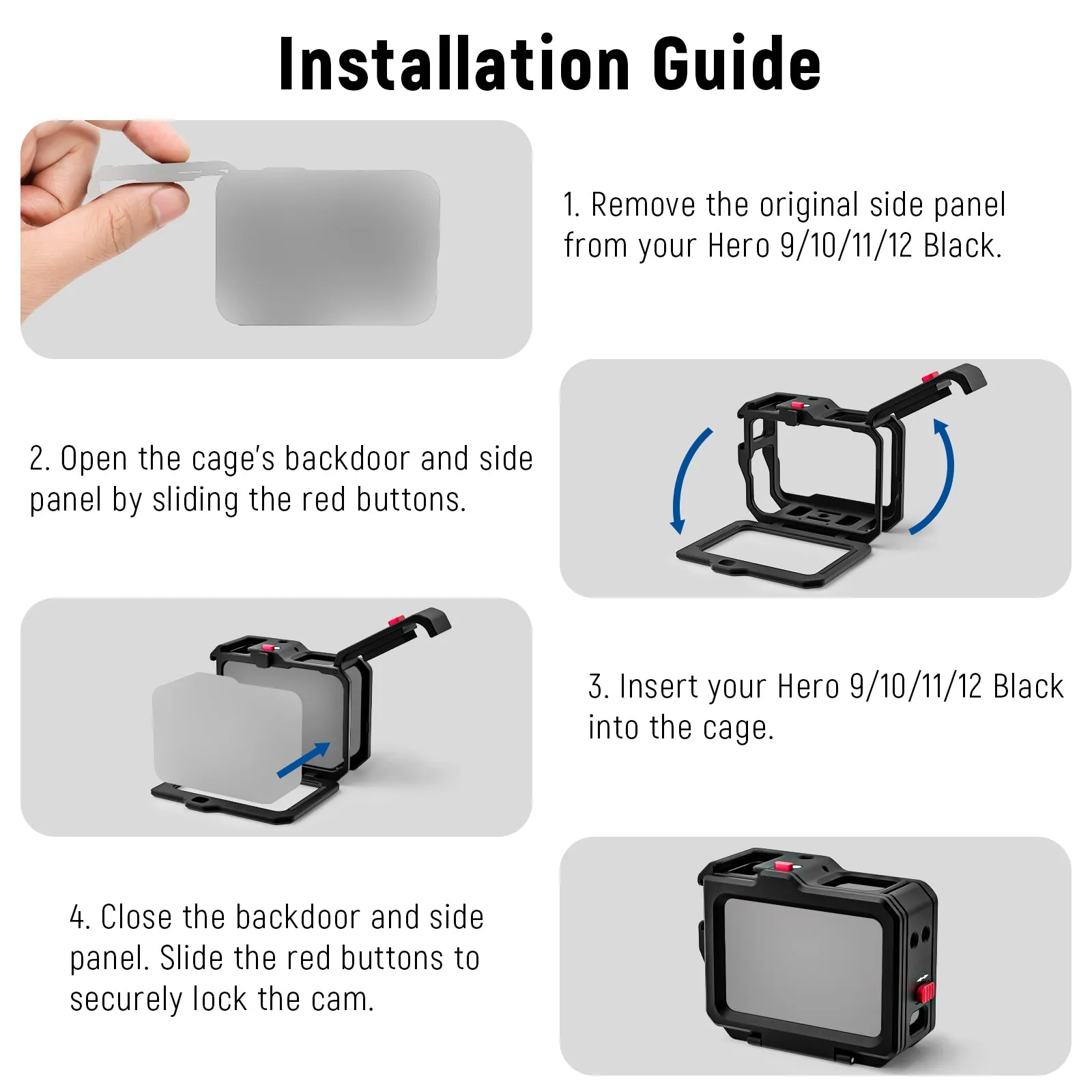 NEEWER ST46 Action Camera Cage Compatible with Gopro Hero9/10/11/12