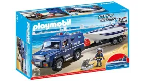 Playmobil City Action - Police Truck with Speedboa