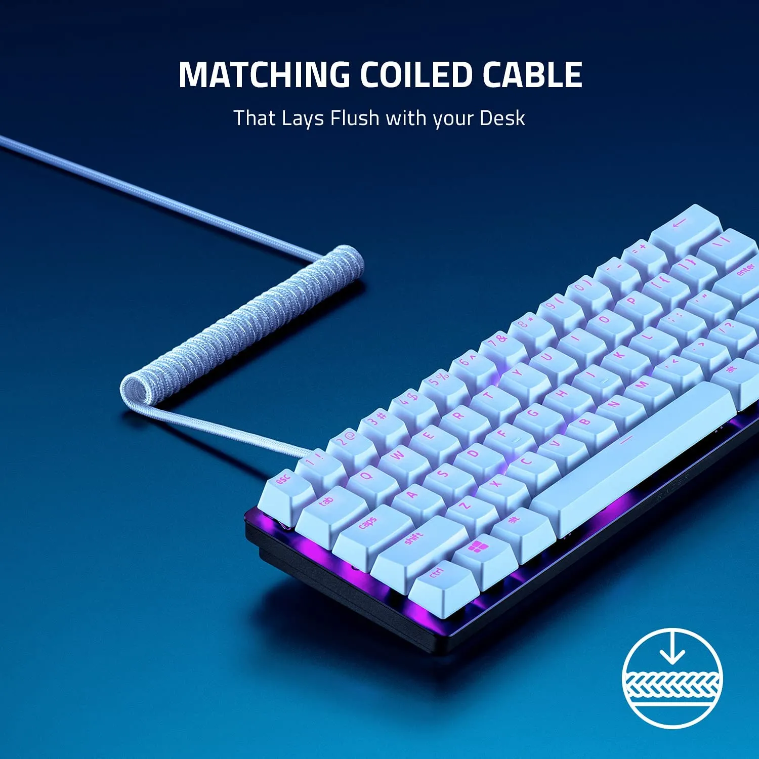 Razer Keycap PBT   Coiled Cable Upgrade Set: Durable Doubleshot PBT - Universal Compatibility - Keycap Removal Tool & Stabilizers - Tactically Coiled & Designed - Braided Fiber Cable - Classic Black