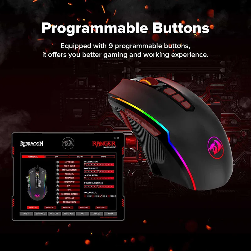 Redragon M910-KS RANGER LITE RGB Dual Modes Gaming Mouse