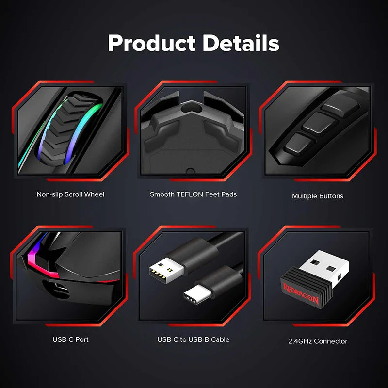 Redragon M910-KS RANGER LITE RGB Dual Modes Gaming Mouse