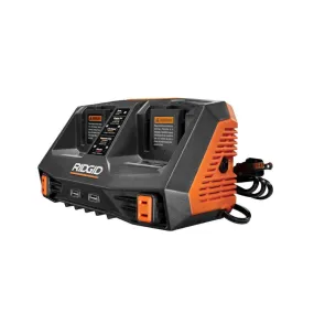 RIDGID 18-Volt Dual Port Dual Chemistry Sequential Charger with Dual USB Ports - Factory Reconditioned