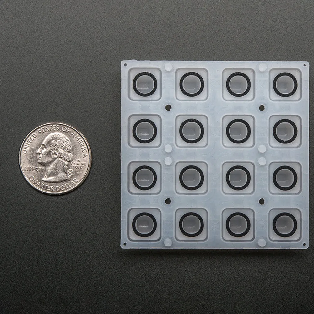 Silicone Elastomer 4x4 Button Keypad - for 3mm LEDs