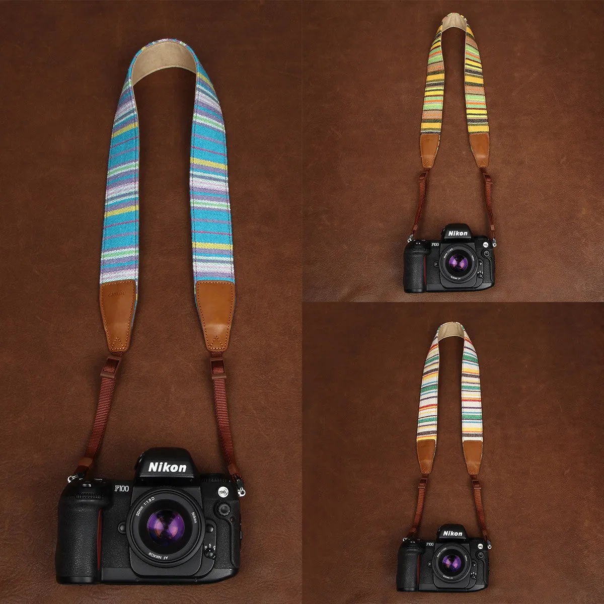 Soft Cotton DSLR Camera Stripe Handmade Leather In Bohemia CS063