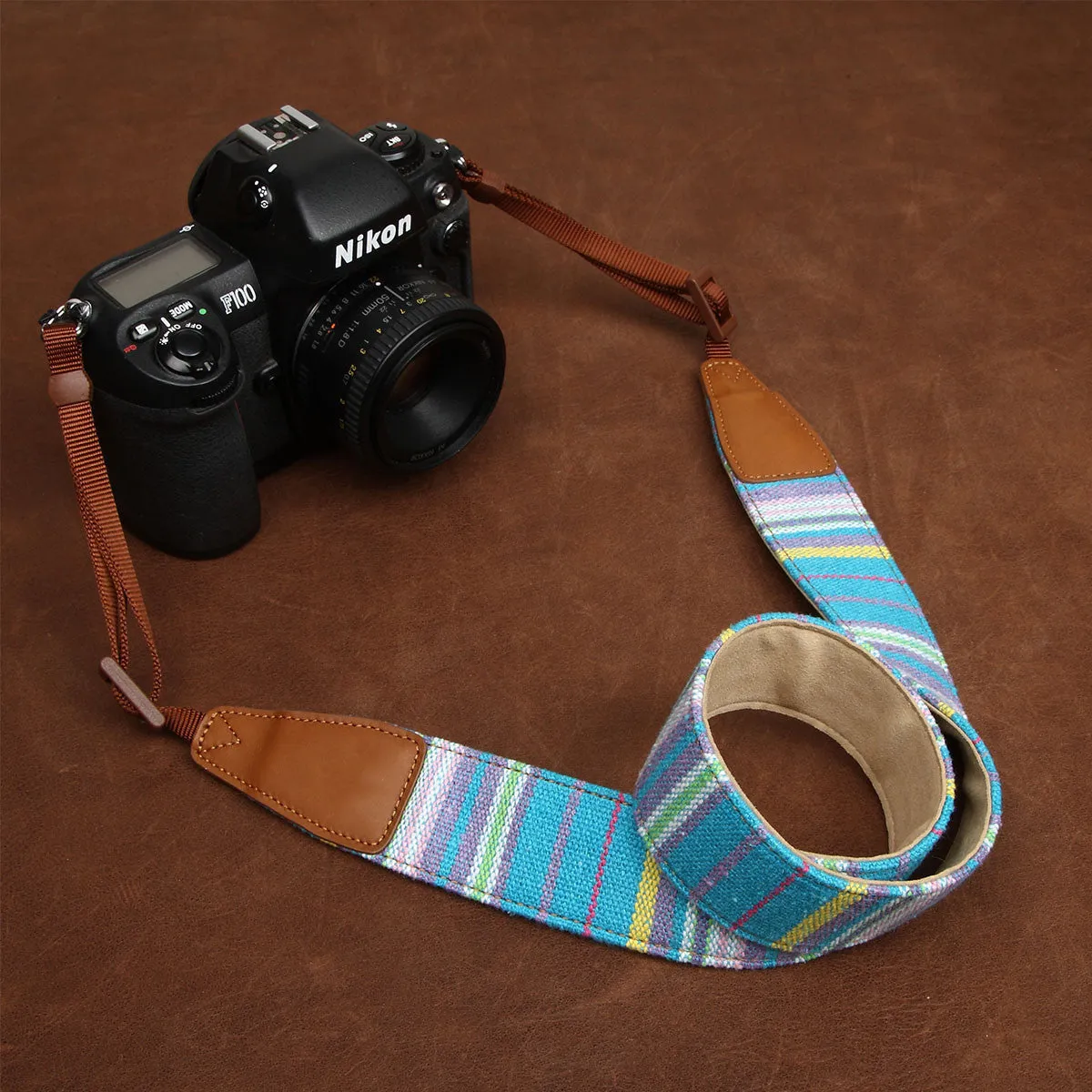 Soft Cotton DSLR Camera Stripe Handmade Leather In Bohemia CS063