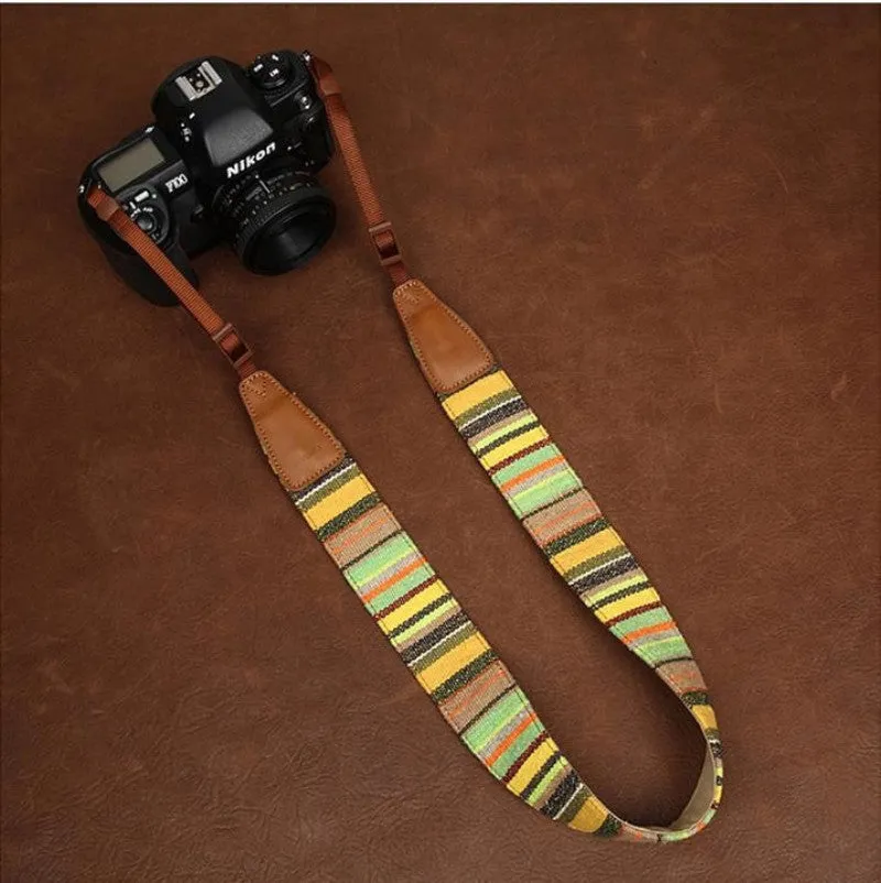 Soft Cotton DSLR Camera Stripe Handmade Leather In Bohemia CS063