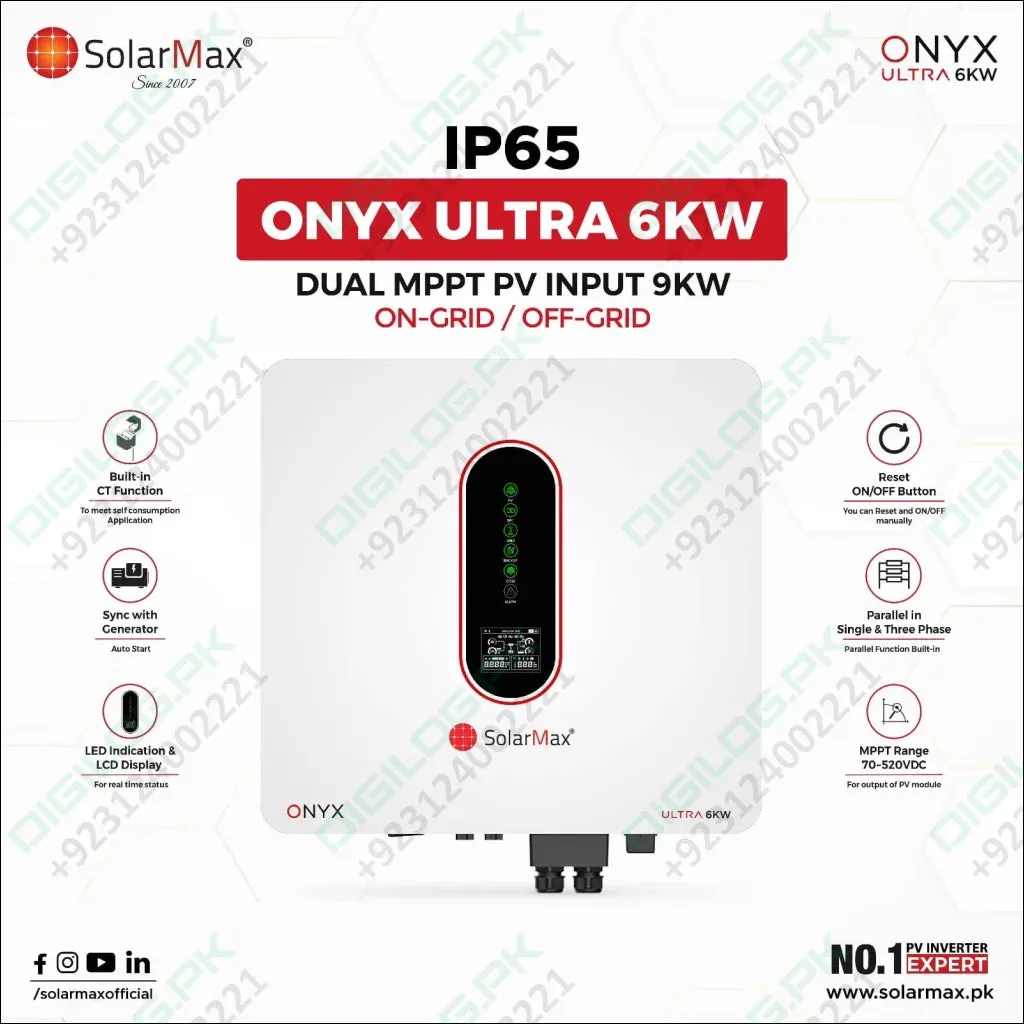 Solar Max SM-ONYX-UL-6KW (PV9000) hybrid inverter in Pakiatan