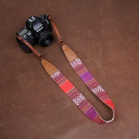 Stripe Colorful Handmade Leather Camera Strap Bohemia Style CS065