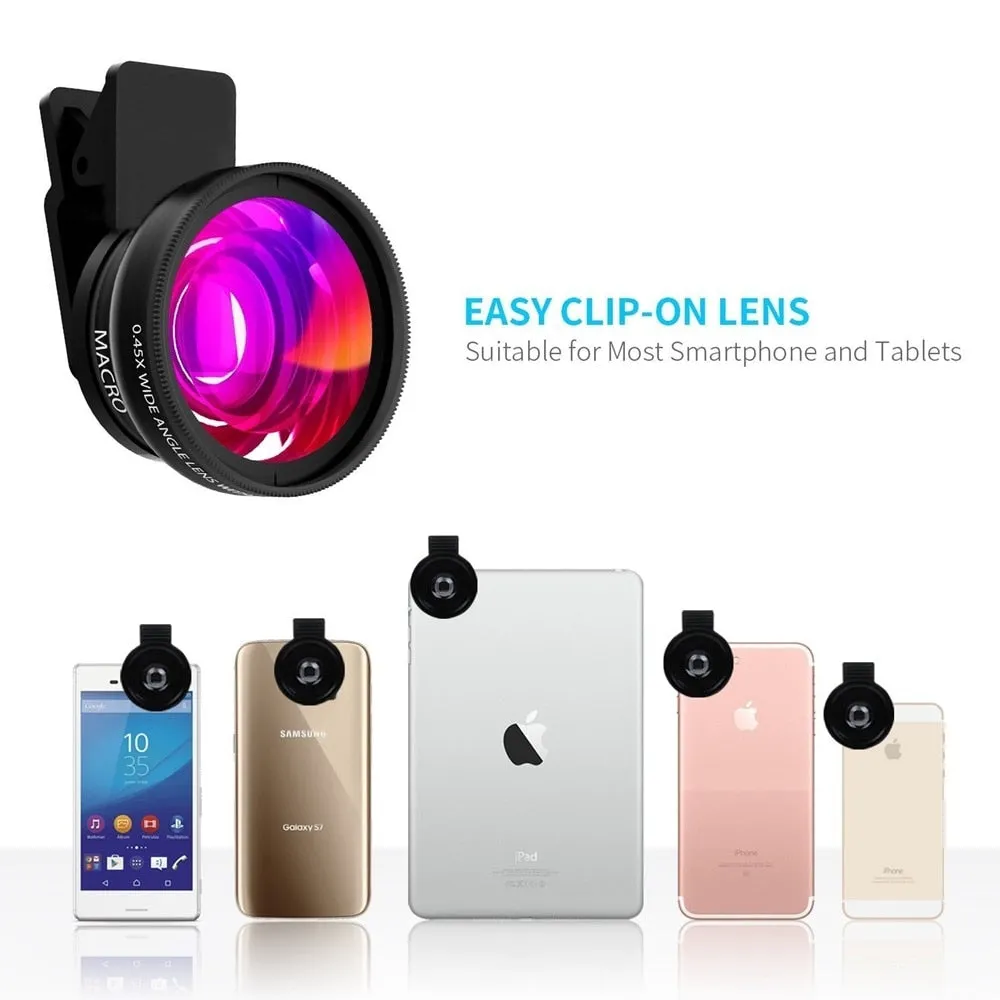 Tongdaytech Mobile Phone Lens 0.45x Super Wide Angle 12.5x Macro HD Camera Lens For iPhone 12 11 8 7 6 XS Huawei Xiaomi Samsung