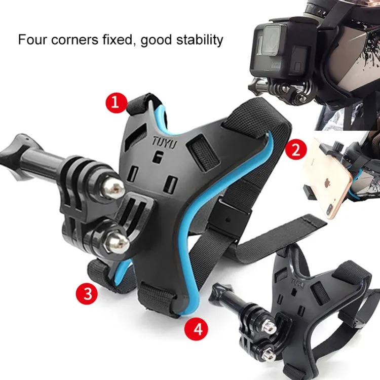 TUYU Motorcycle Helmet Chin Action Camera Mobile Phone Mounting Bracket Blue Bracket Mobile Phone Clip