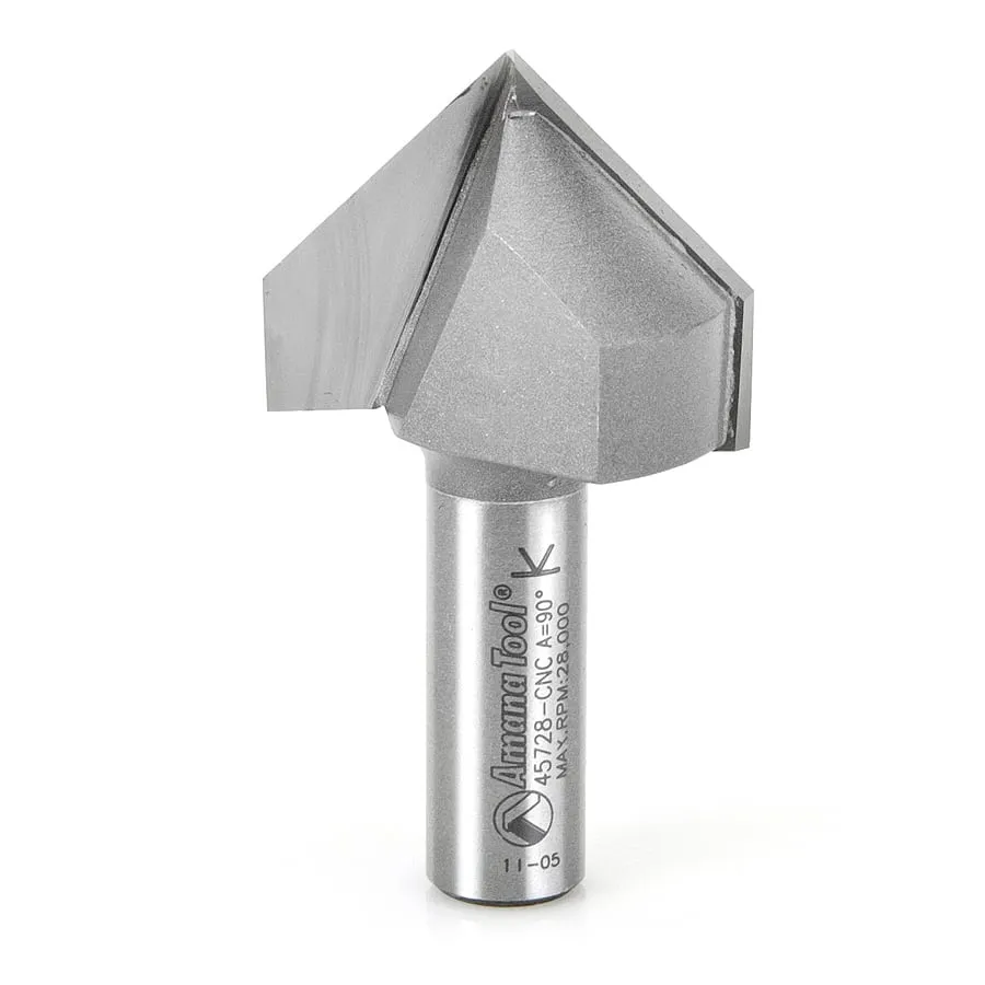 V Groove CNC Router Bit | 90° x 1 1⁄2 Dia x 1" x 1⁄2 Shank | 45728-CNC | 738685457283