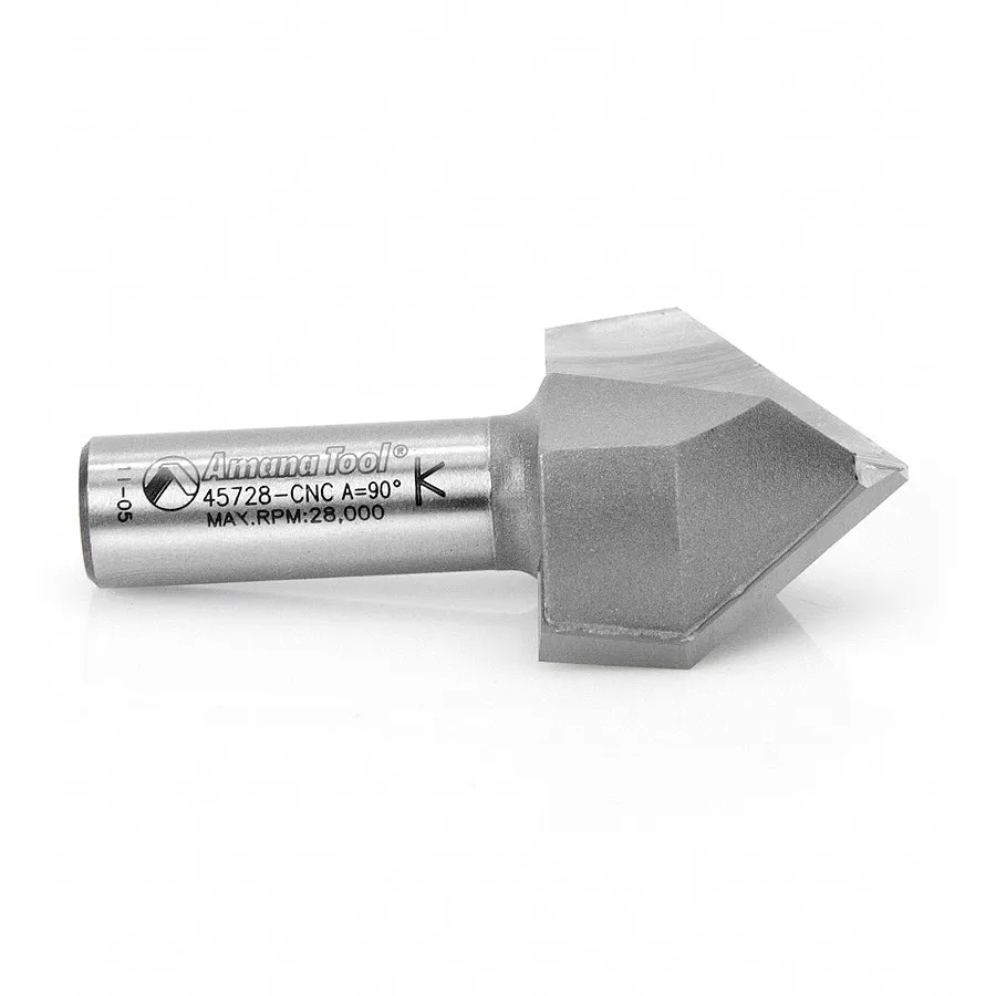 V Groove CNC Router Bit | 90° x 1 1⁄2 Dia x 1" x 1⁄2 Shank | 45728-CNC | 738685457283