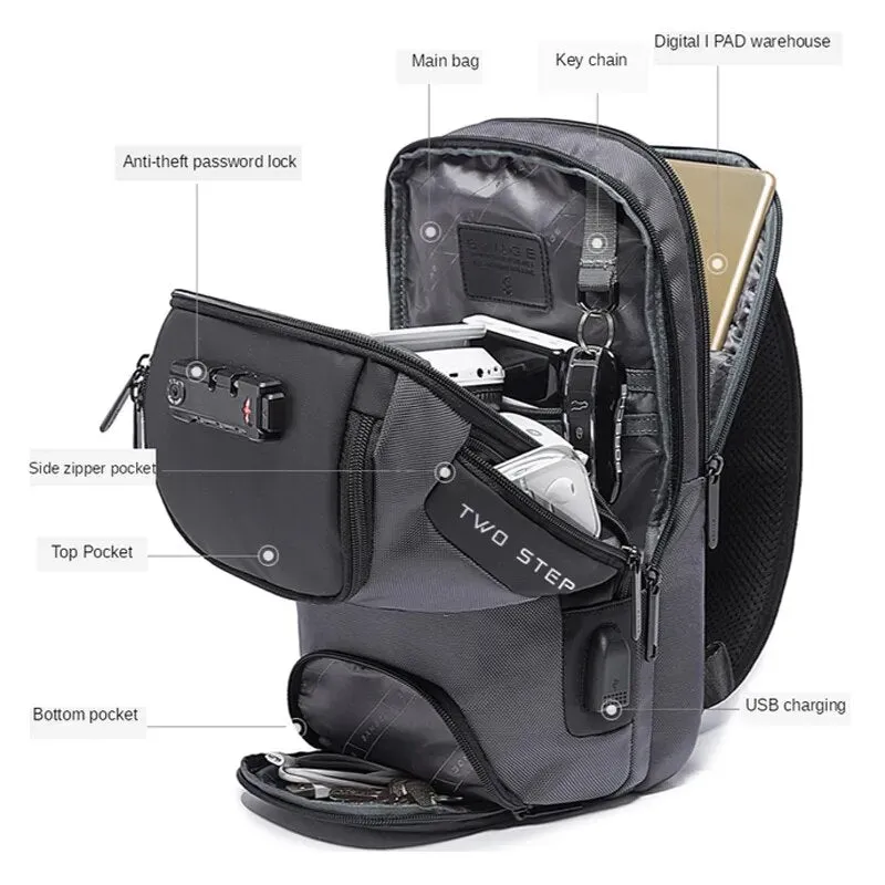 Vegan Anti-theft, Multifunctional Techie Crossbody Messenger Bag