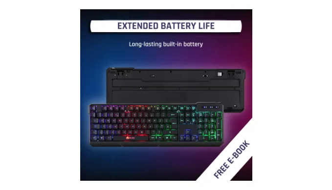 VERY POPULAR on AMAZON: KLIM Chroma Rechargeable Wireless Gaming Keyboard - NEW 2021 Version - Ships Quick!