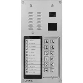 Viking K-1275 12 Button Apartment Entry Phone with Built-In Door Strike Relay Card Reader and Camera