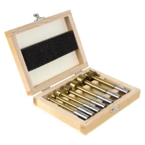 WEN FB7 7-Piece Forstner Bit Set with Wooden Carrying Case