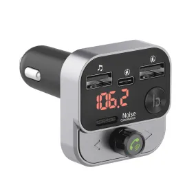 Wireless FM Transmitter with USB-C and USB-A Charging Port - Black