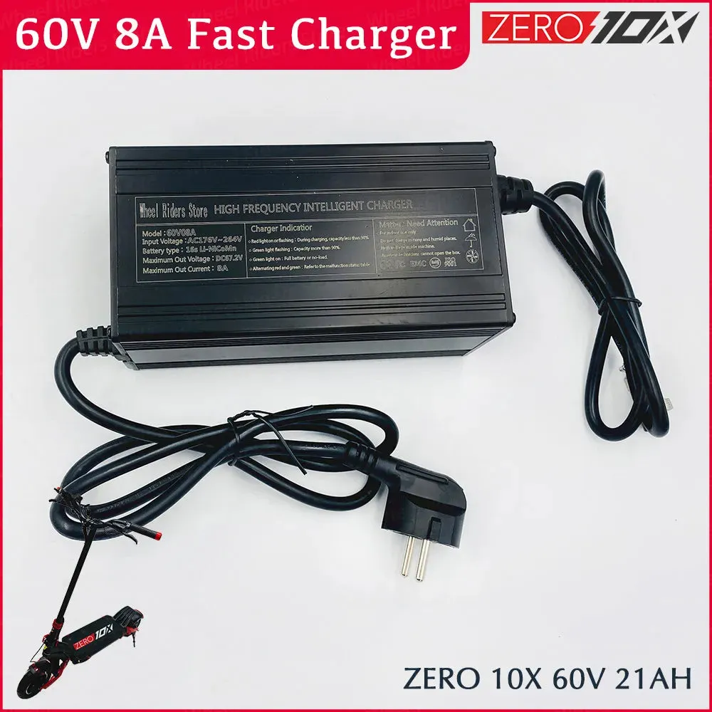 ZERO 10X 60V 8A Fast Charger Electric Scooter Quick Charger Spare Parts Accessories